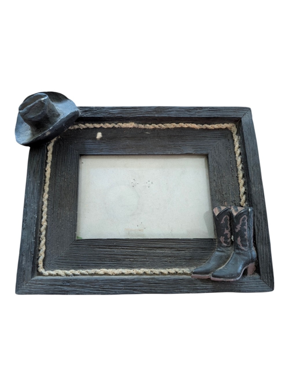 Rustic Black Cowboy Hat & Boots Photo Frame